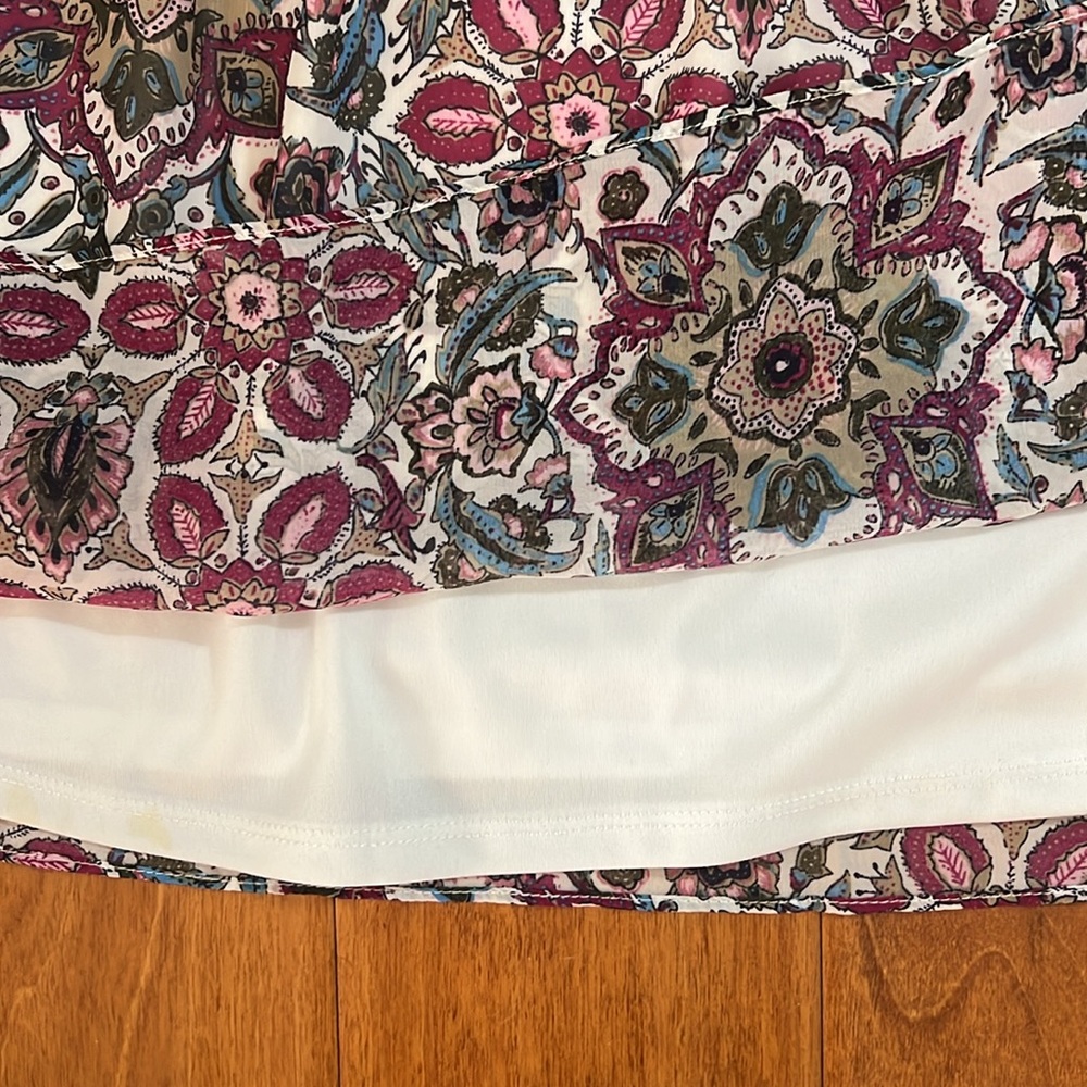 Amy’s Closet Burgundy Floral Cold Shoulder Dress Size 16 3/4 Sleeve Wedding - Picture 4 of 8